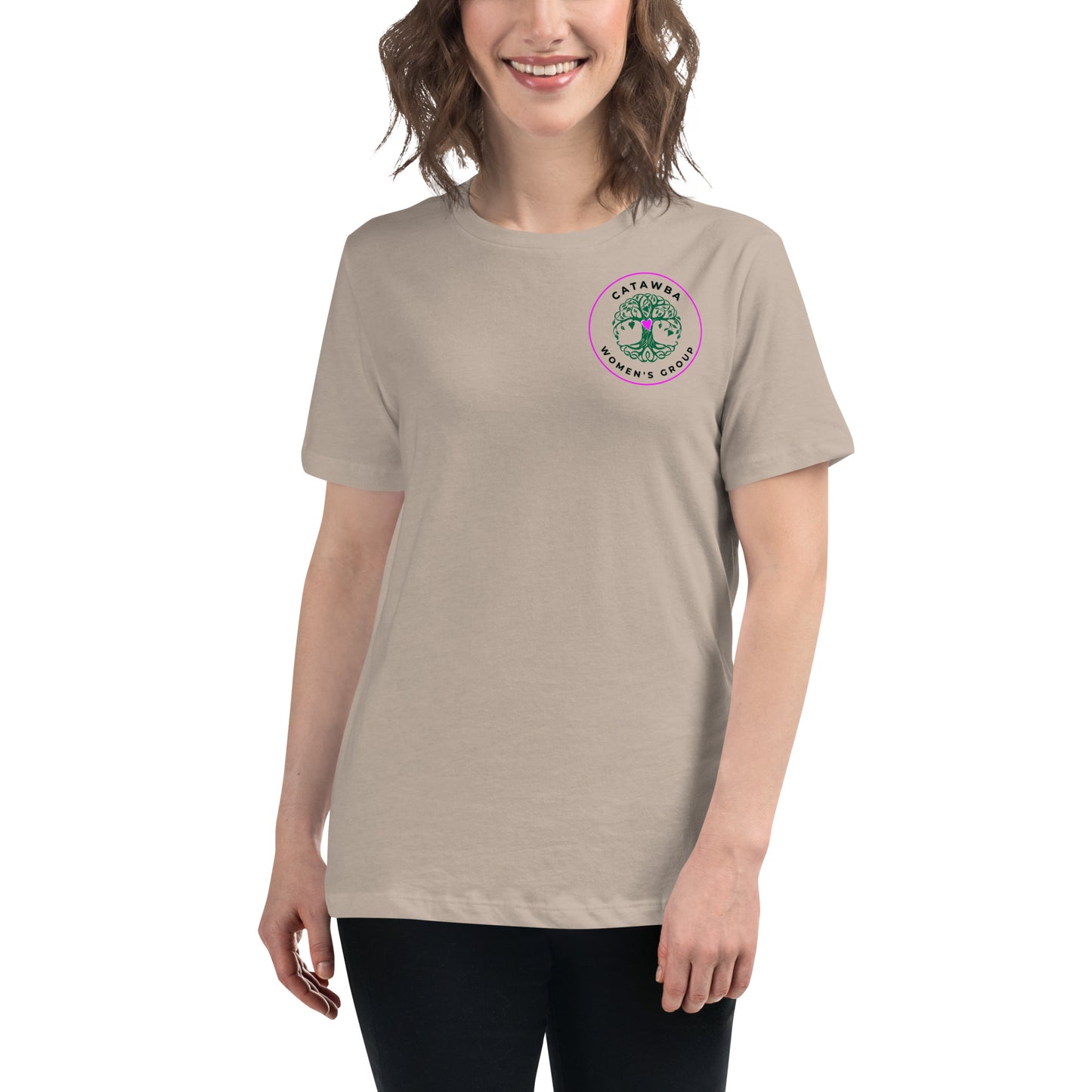 04- Women's Relaxed T-Shirt - left logo - lighter colors