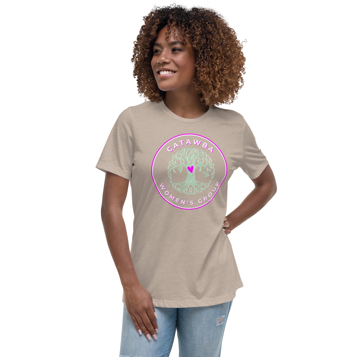01- Women's Relaxed T-Shirt - center logo - darker colors