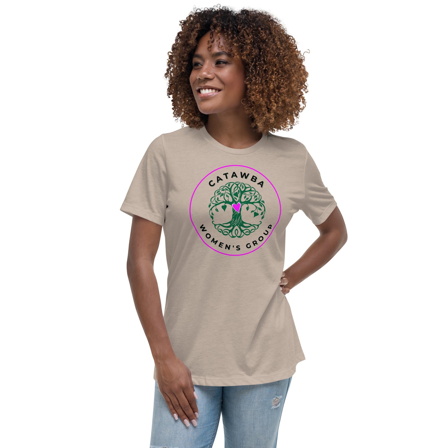 02- Women's Relaxed T-Shirt - center logo lighter colors