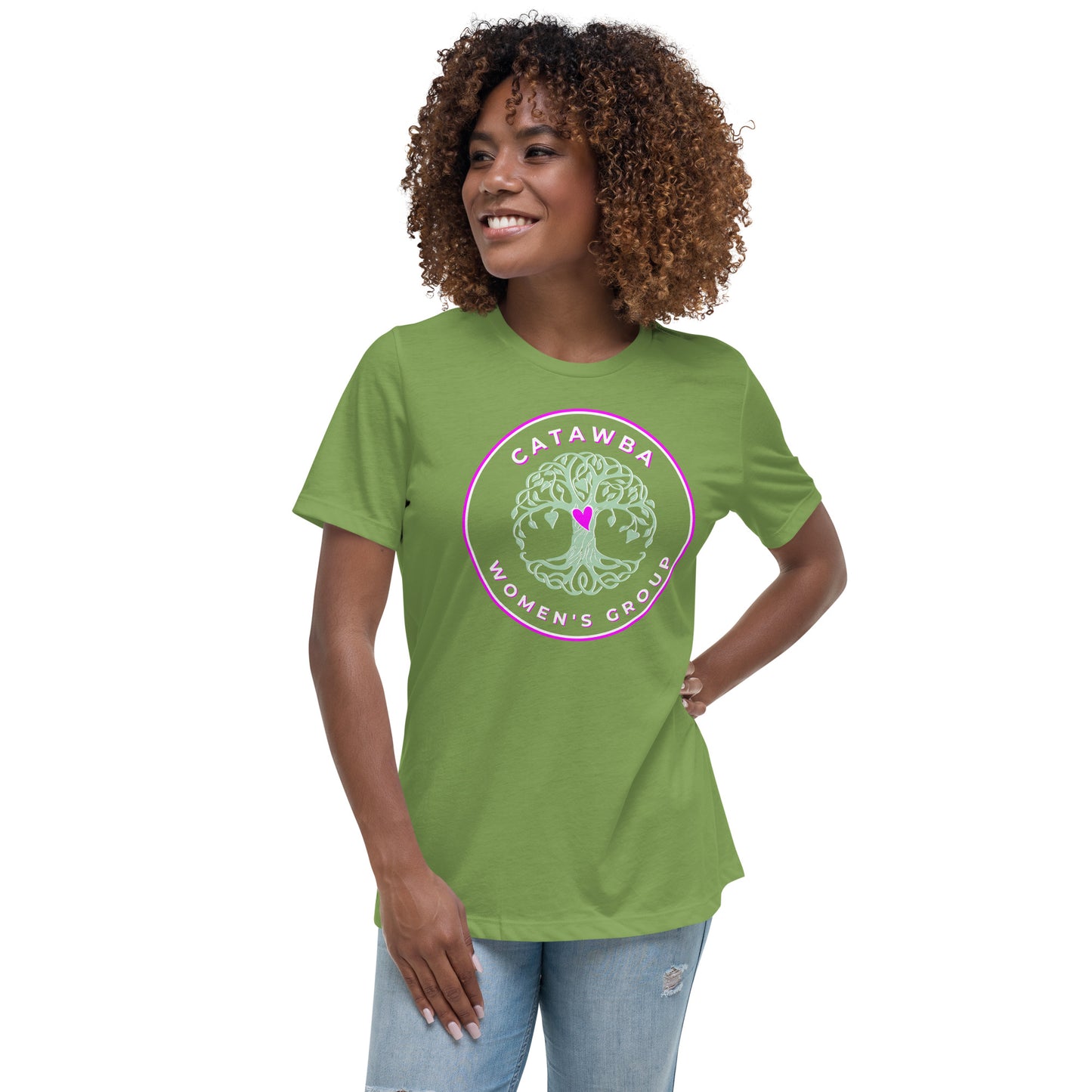01- Women's Relaxed T-Shirt - center logo - darker colors