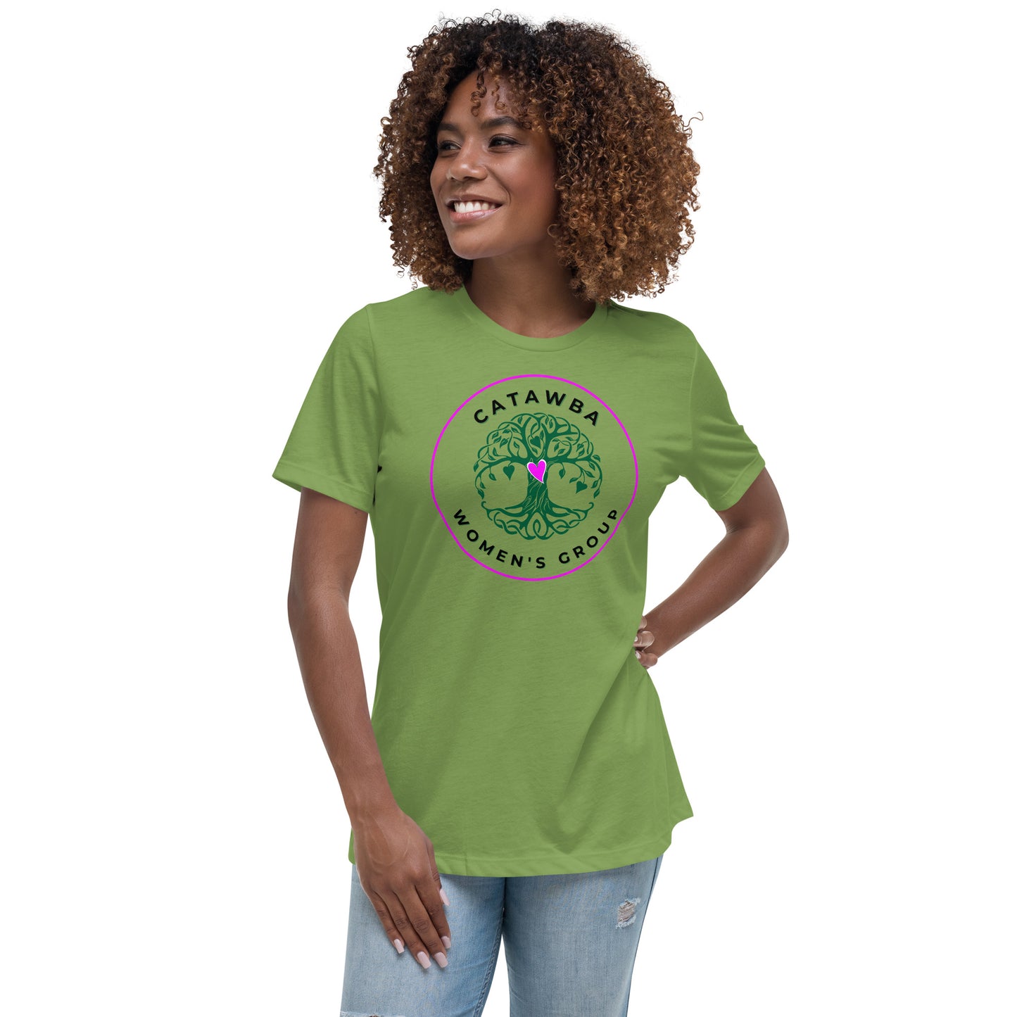 02- Women's Relaxed T-Shirt - center logo lighter colors