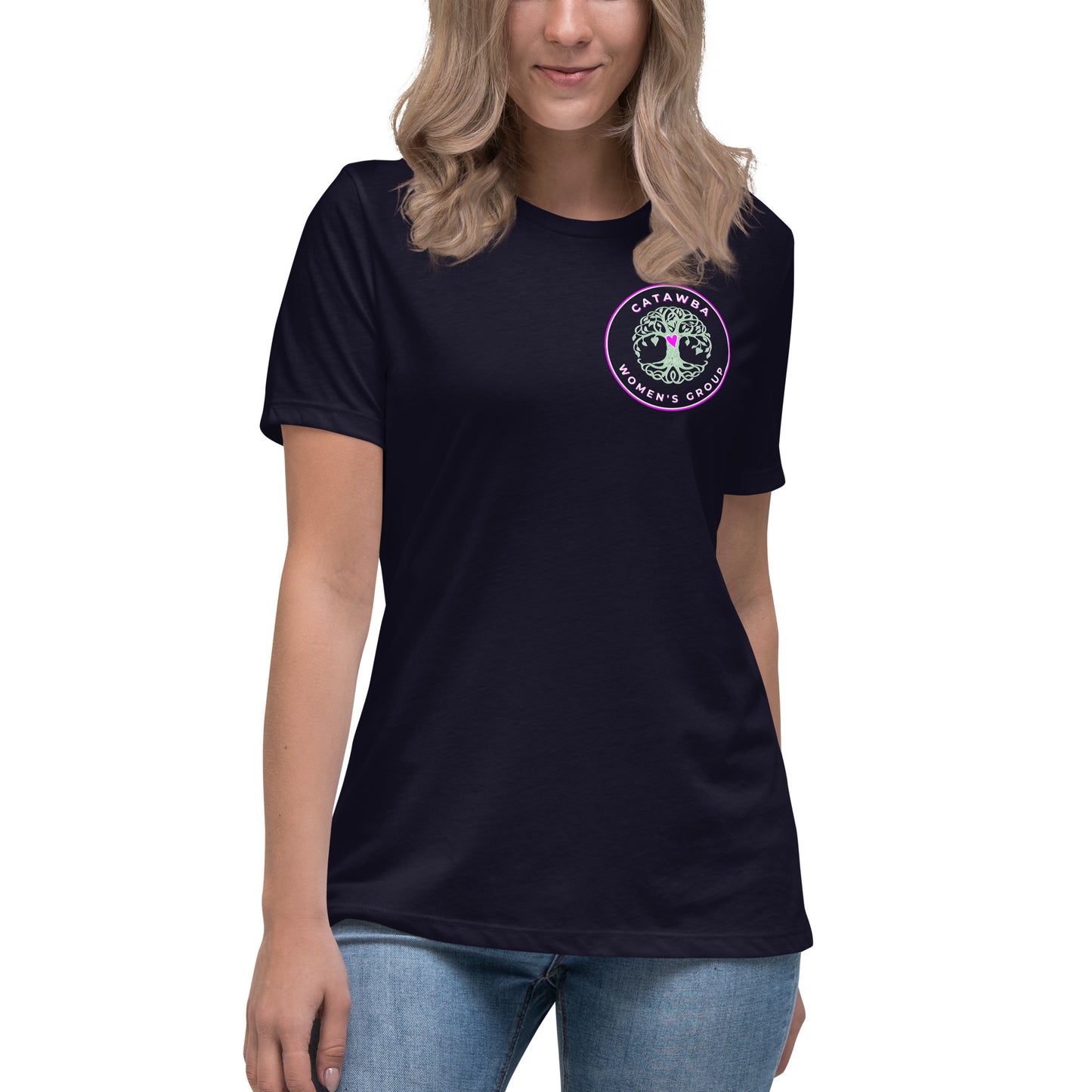 03- Women's Relaxed T-Shirt - left logo - darker colors