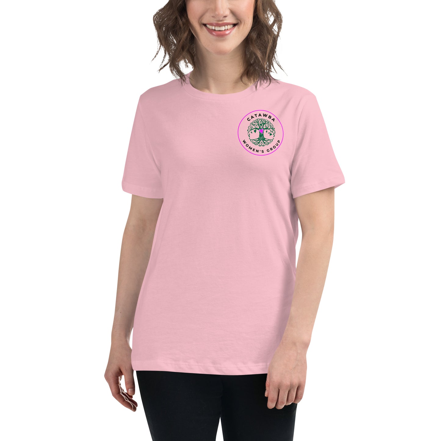 04- Women's Relaxed T-Shirt - left logo - lighter colors