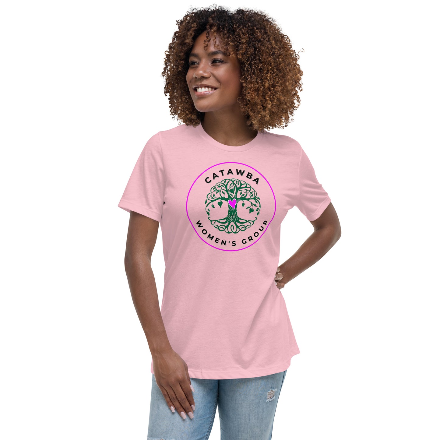 02- Women's Relaxed T-Shirt - center logo lighter colors