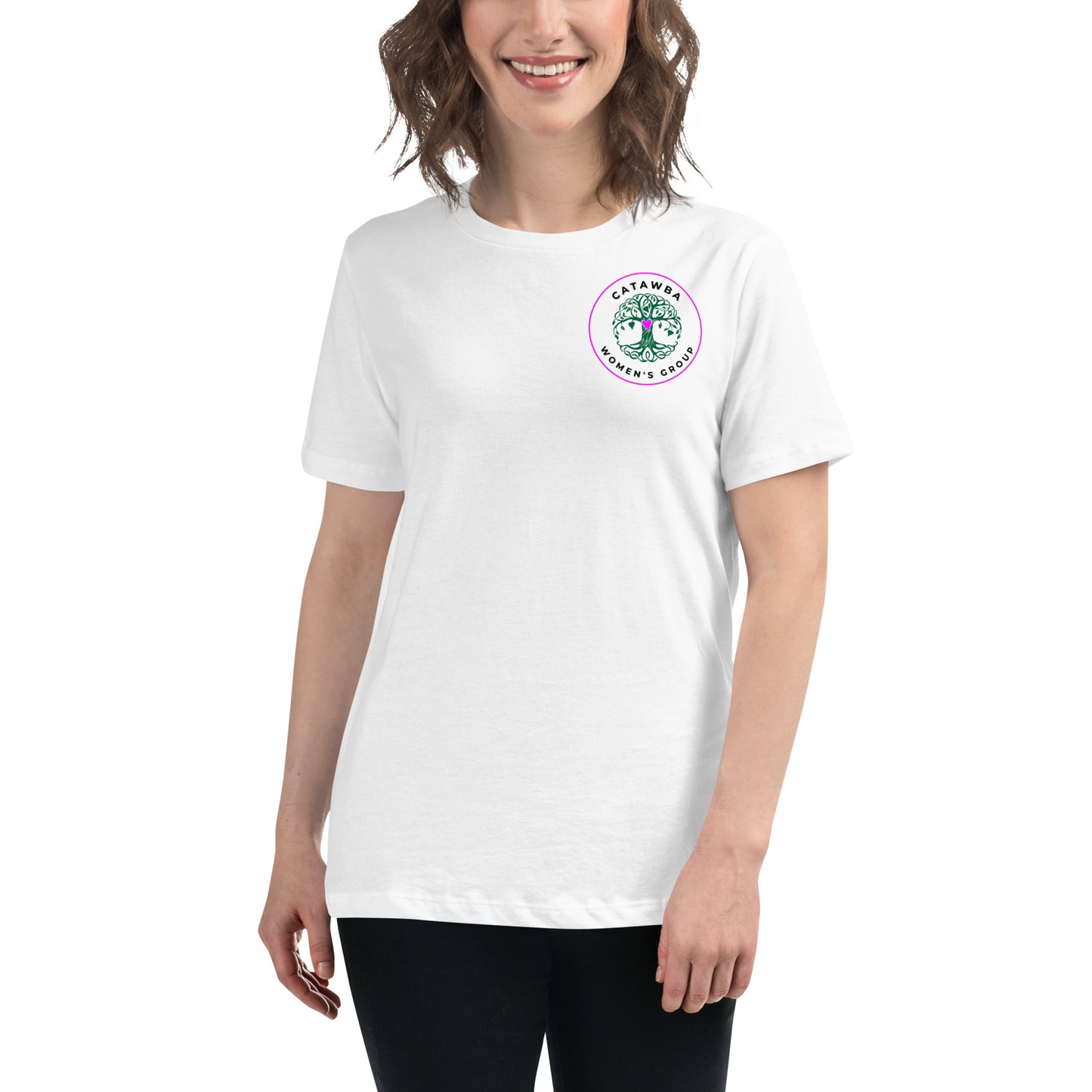 04- Women's Relaxed T-Shirt - left logo - lighter colors